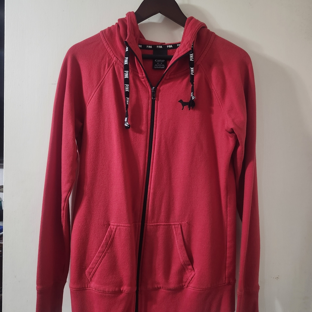 Victoria Secret Hoodie Zip Up Red Xs